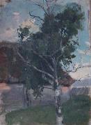Paul Raud Etude with a birch oil painting reproduction